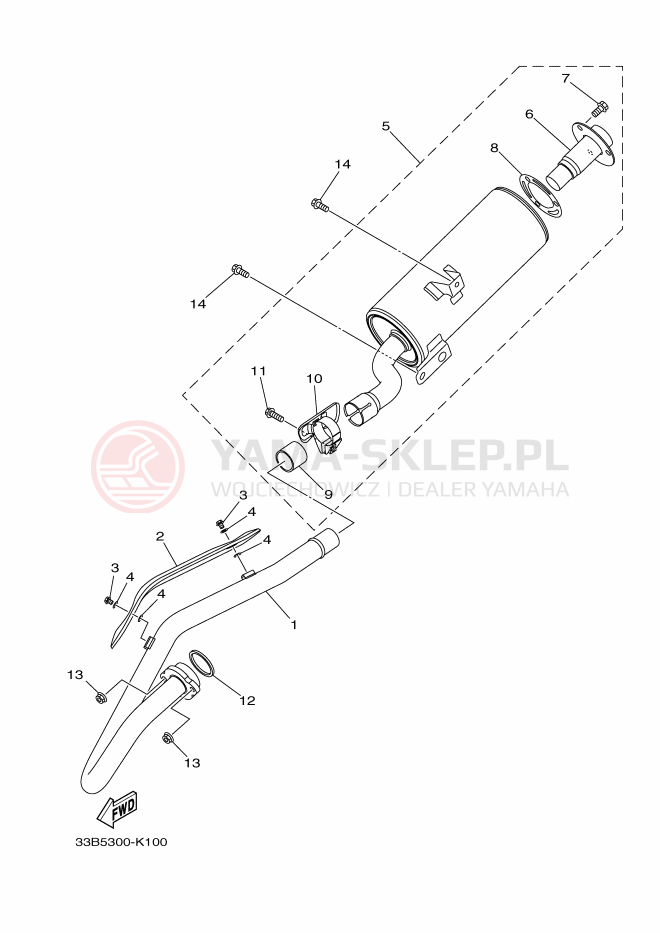 Schemat "Wydech końcowy" do Yamaha YFM250R