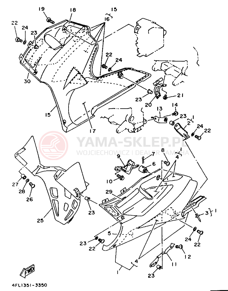 Schemat "elementy nadwozia" do Yamaha TZR125