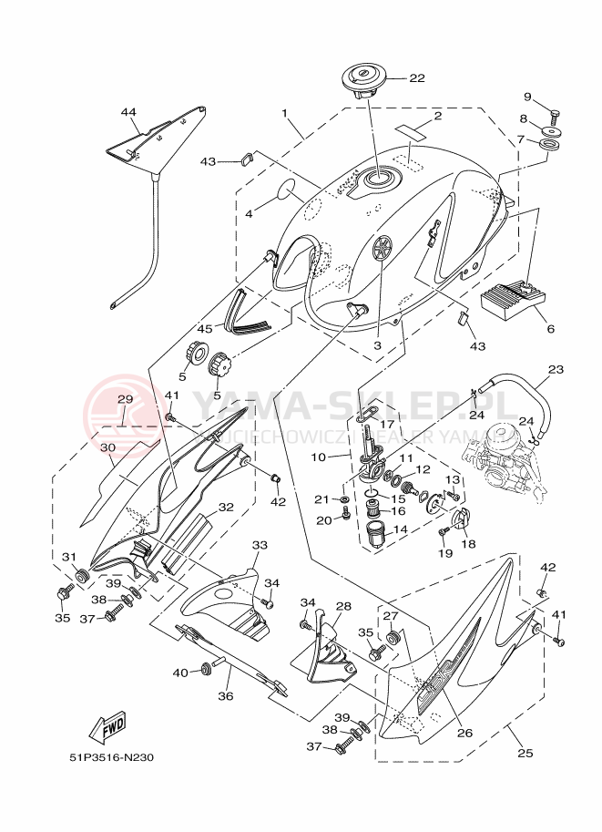 Schemat "zbiornik paliwa" do Yamaha YBR125ESD