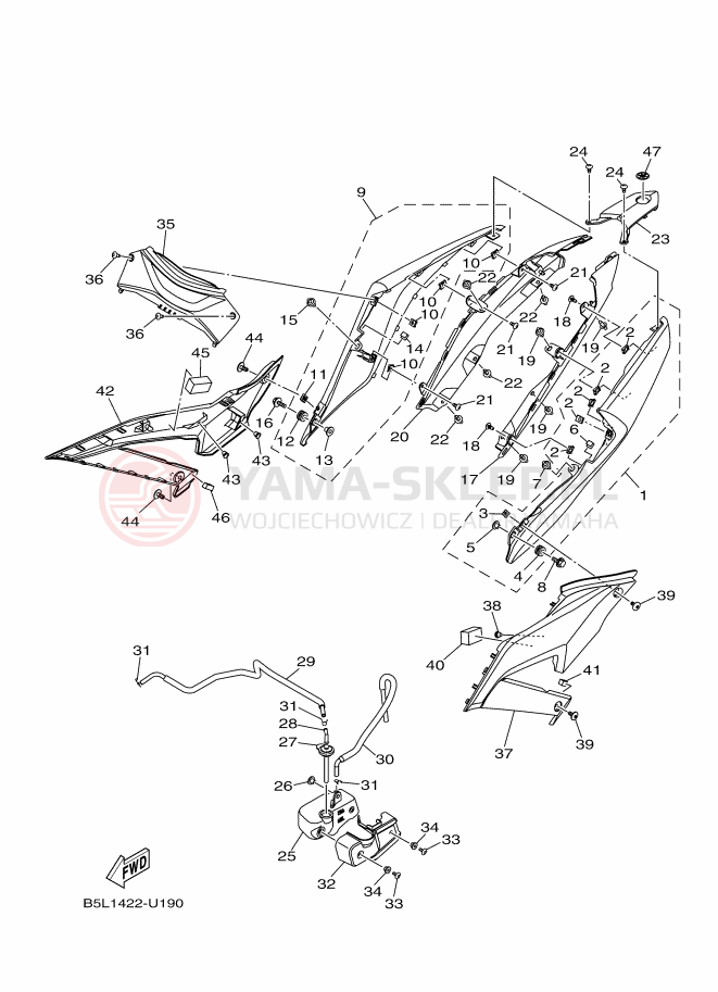 Schemat "Pokrywa boczna" do Yamaha YZF-R3