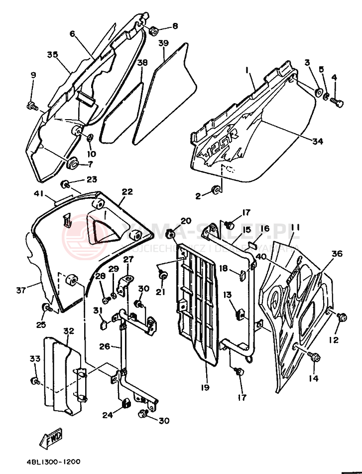 Schemat "Pokrywa boczna" do Yamaha DT125RE