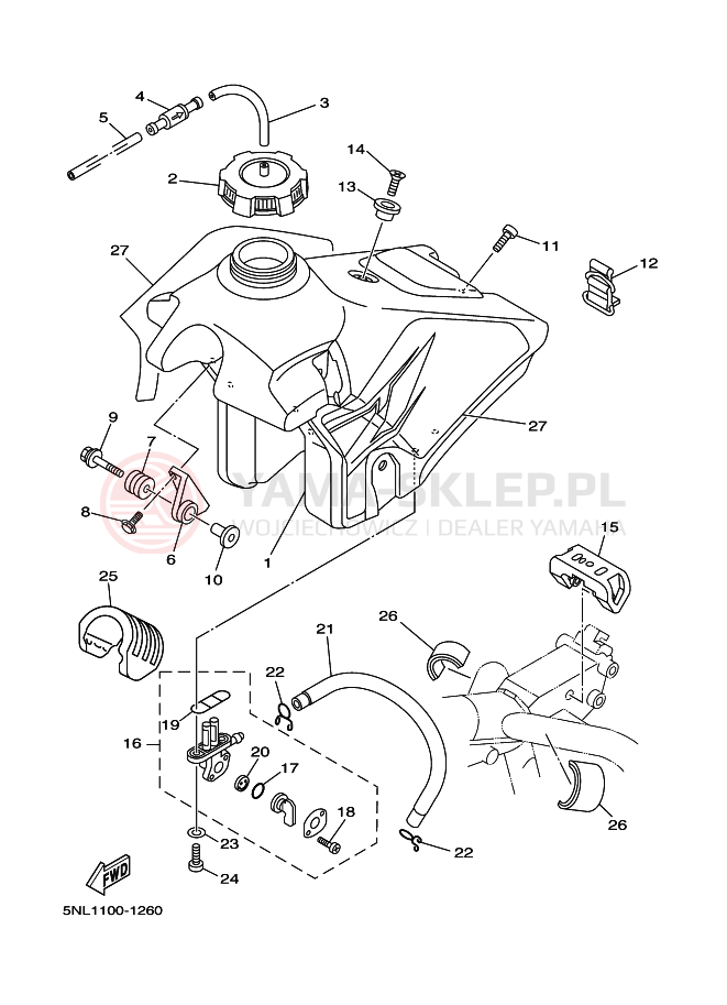 Schemat "zbiornik paliwa" do Yamaha YZ250F