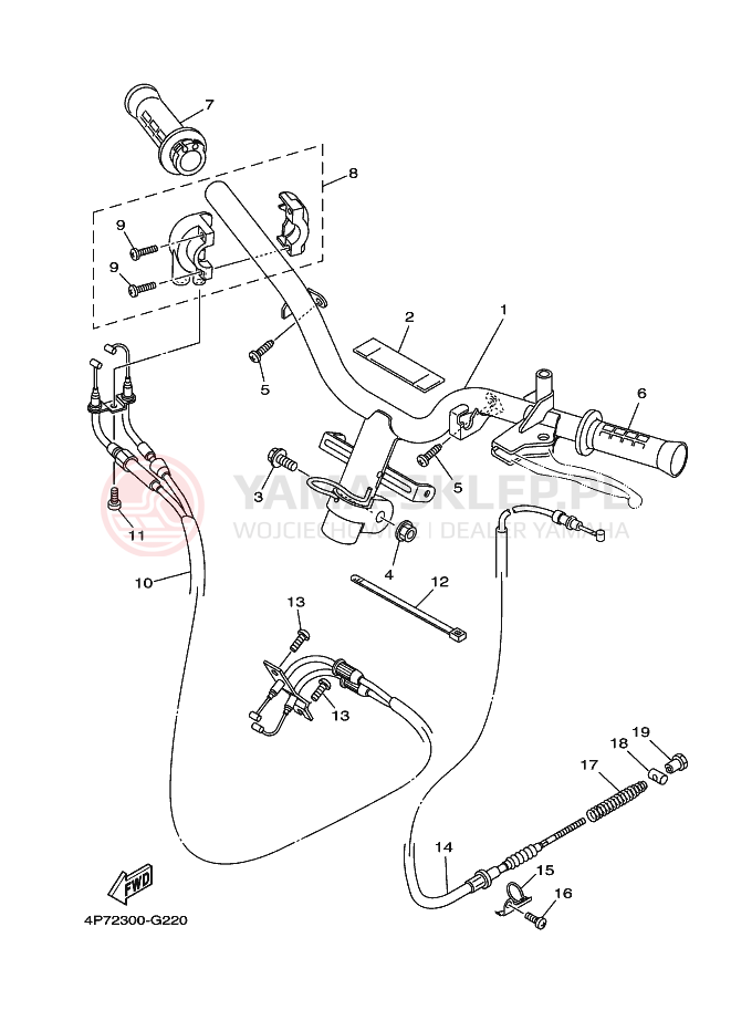 Schemat "Kierownica i osprzęt" do Yamaha VITY