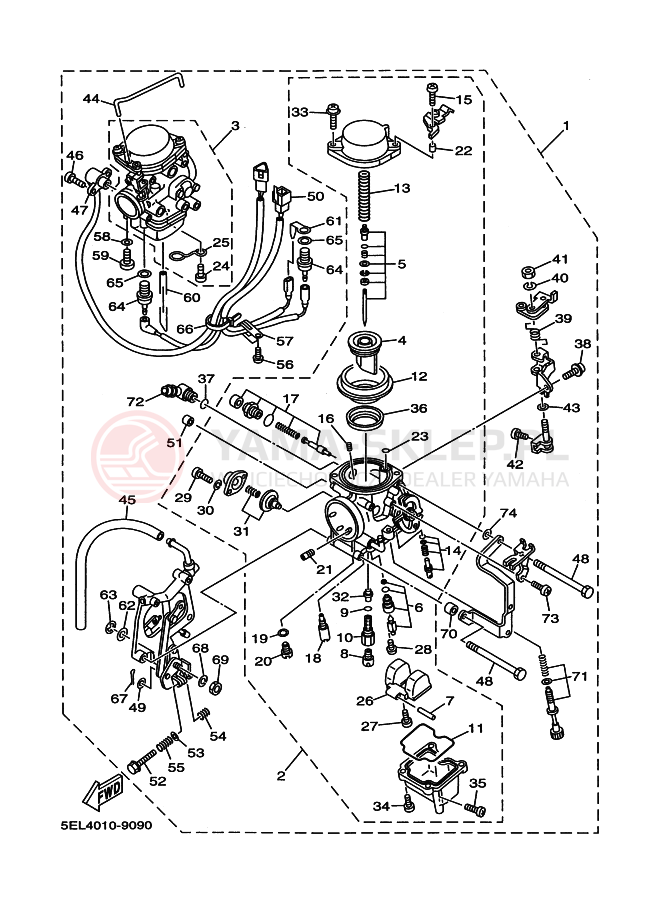 Schemat "Gaźnik" do Yamaha XVS1100 DRAGSTAR 1100