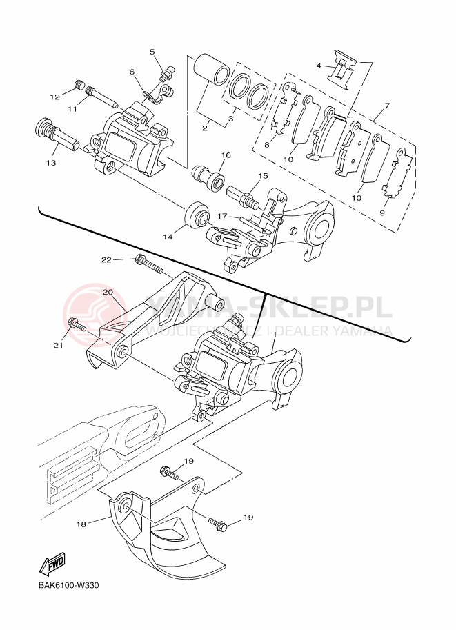 Schemat "Zacisk hamulcowy tylny" do Yamaha WR250F