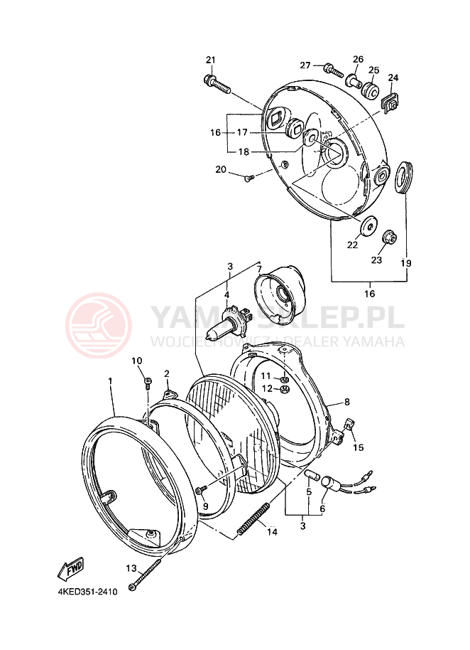 Schemat "Lampa przód" do Yamaha XJ600N