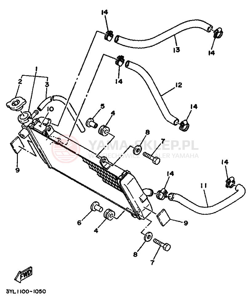 Schemat "Układ chlodzenia" do Yamaha TZ250