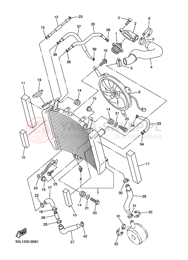 Schemat "Węże chłodnicy" do Yamaha YZF-R6