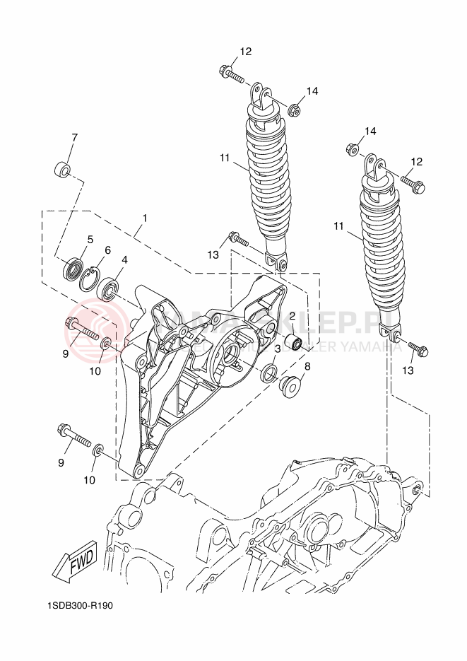 Schemat "wahacz, zawieszenie tył" do Yamaha X-MAX 400