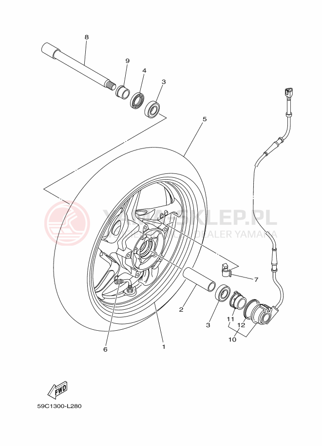 Schemat "Koło przód" do Yamaha XP500