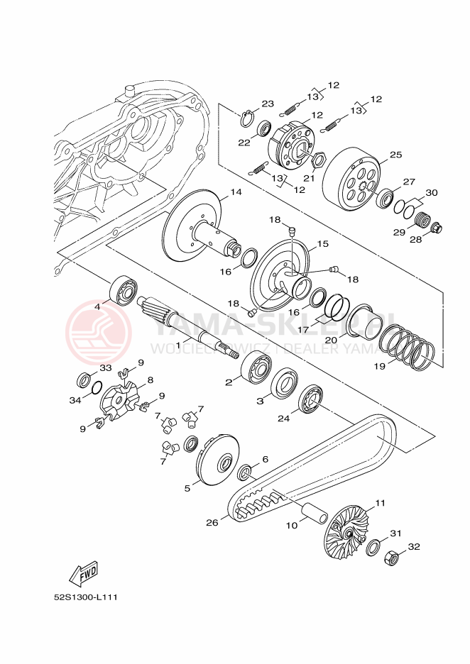 Schemat "sprzęgło" do Yamaha XENTER 150