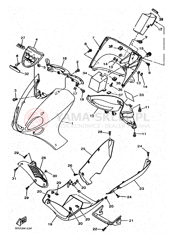 Schemat "GÓRNA POKRYWA" do Yamaha SKYLINER