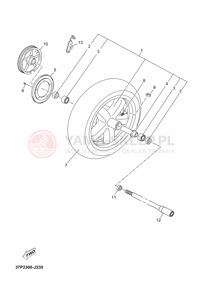Schemat "Koło przód" do Yamaha X-MAX 250 ABS