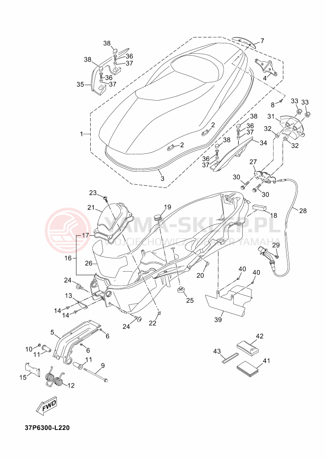Schemat "siedzenie" do Yamaha X-MAX 250
