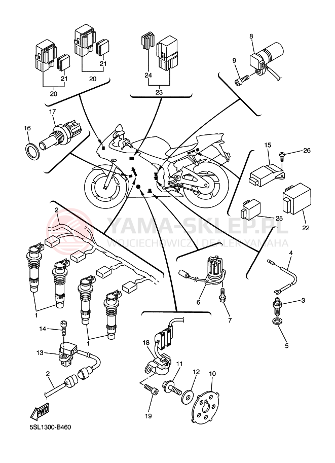 Schemat "układ elektryczny" do Yamaha YZF-R6