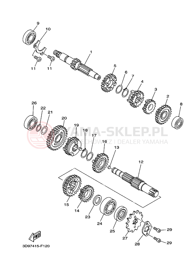 Schemat "Skrzynia biegów " do Yamaha YBR125