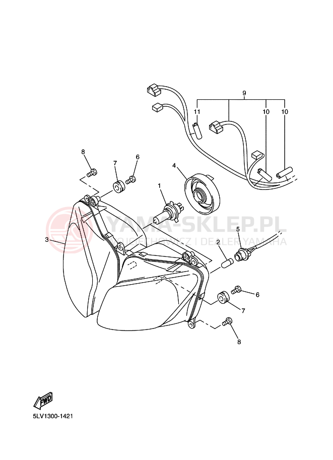 Schemat "Lampa przód" do Yamaha FZS1000 FAZER