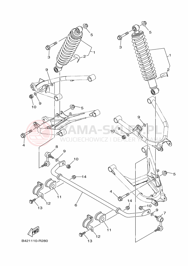 Schemat "zawieszenie tył" do Yamaha VIKING EPS
