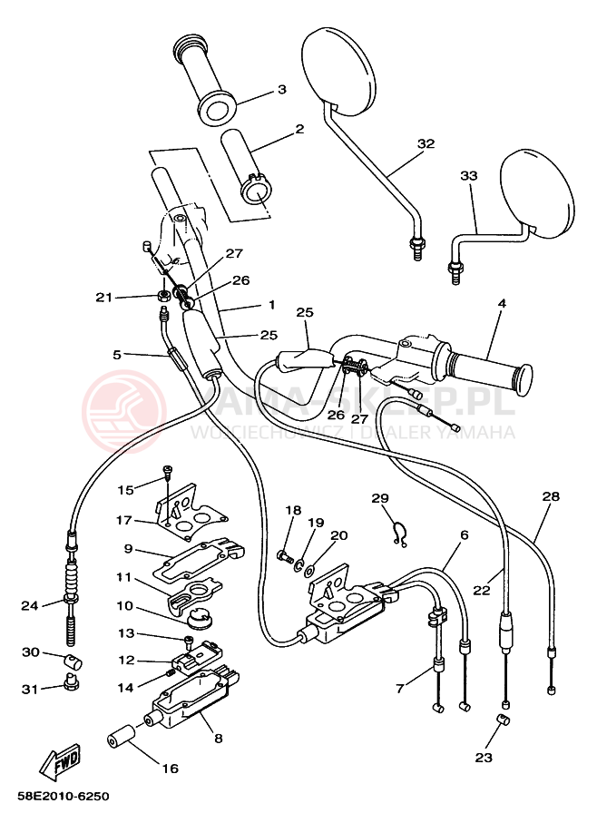 Schemat "Kierownica i osprzęt" do Yamaha YB-1
