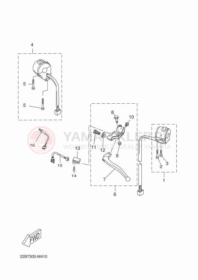 Schemat "Kierownica i osprzęt" do Yamaha WR125X