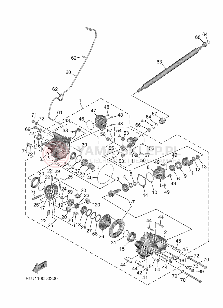 Schemat "Wał napędowy przód" do Yamaha WOLVERINE RMAX2 1000 SE