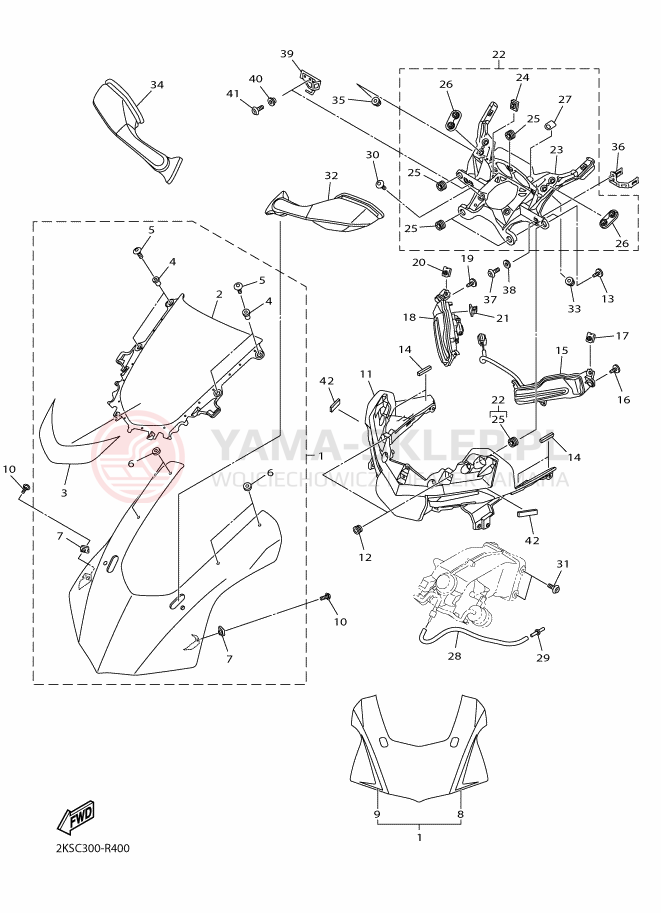 Schemat "elementy nadwozia" do Yamaha YZF-R1M