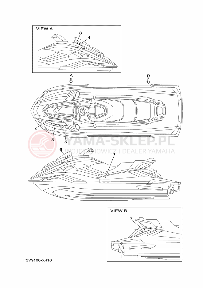 Schemat "naklejki" do Yamaha FX1800J-X