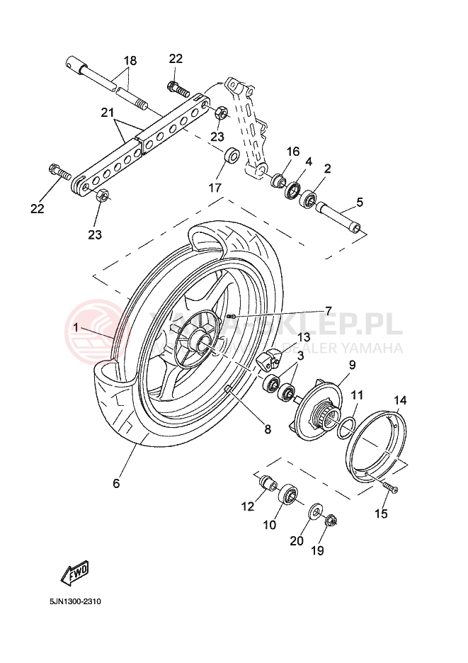 Schemat "Koło tył" do Yamaha BT1100