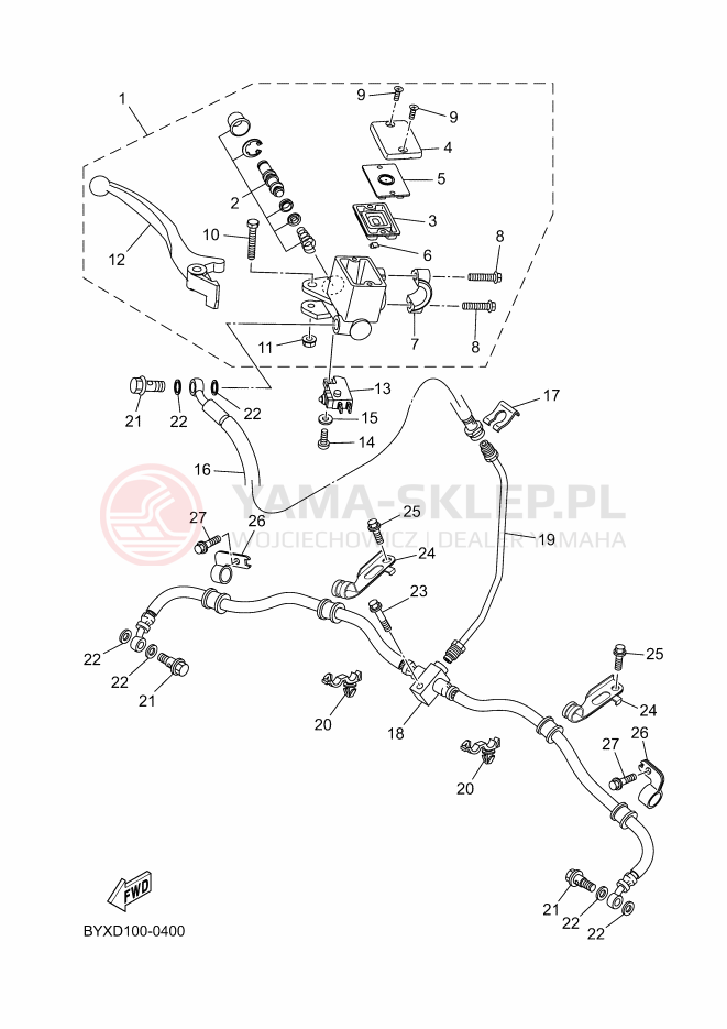 Schemat "Pompa hamulcowa przednia" do Yamaha GRIZZLY 700 EPS