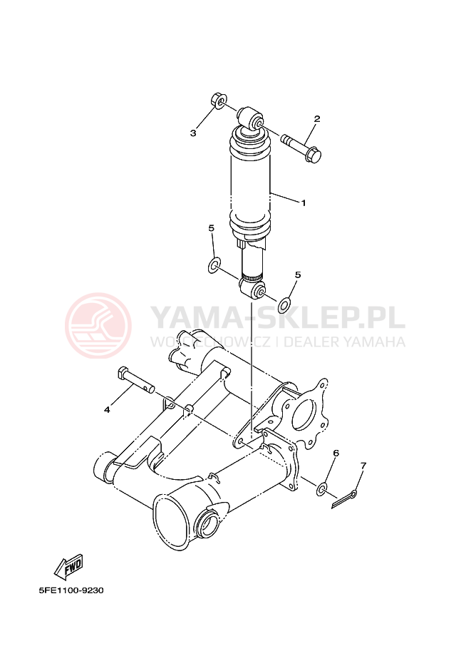 Schemat "zawieszenie tył" do Yamaha YFM350UB