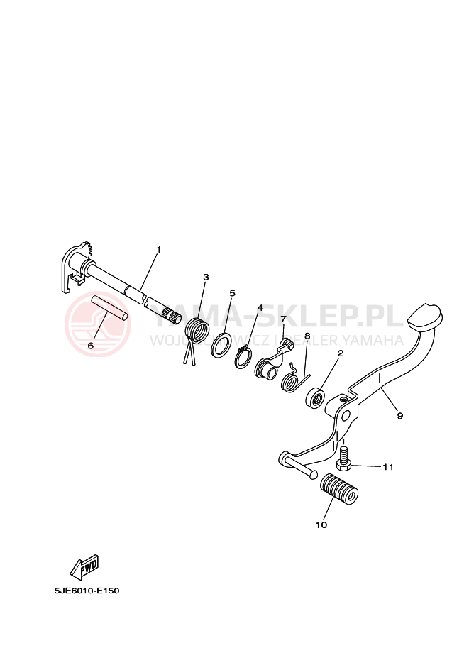 Schemat "Dźwignia zmiany biegów, wałek" do Yamaha YB-1 YB1-4