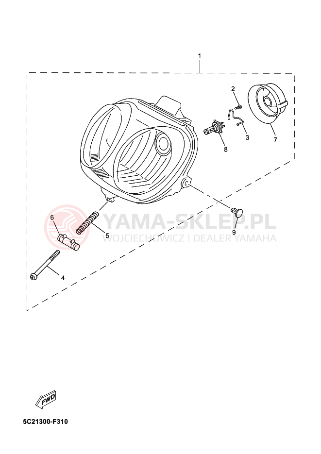 Schemat "Lampa przód" do Yamaha NEO´S 50