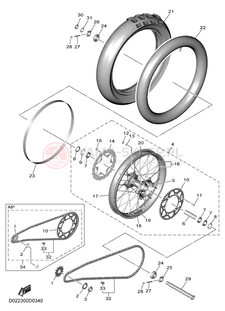 Schemat "Koło tył" do Yamaha YZ450F
