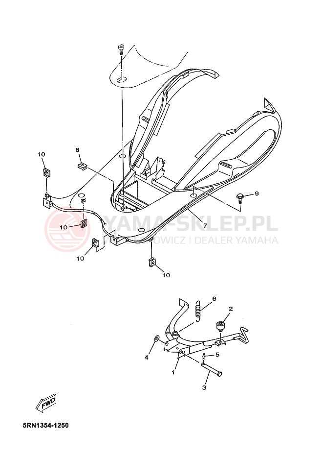 Schemat "Stopka postojowa i podnóżki" do Yamaha NEO´S 50