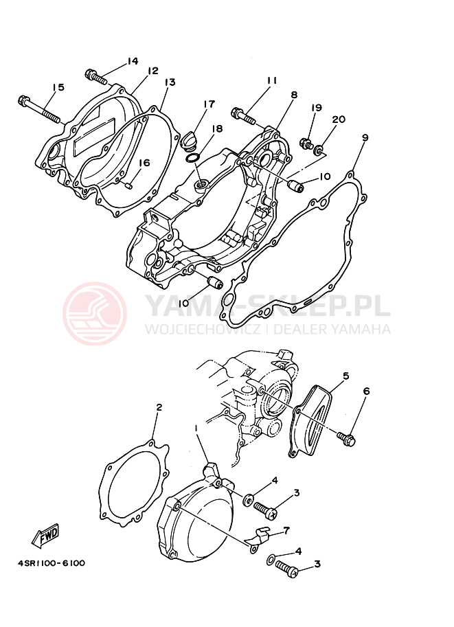Schemat "Pokrywa silnika" do Yamaha YZ250