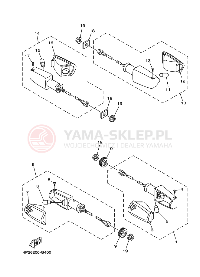 Schemat "kierunkowskazy" do Yamaha YBR125E