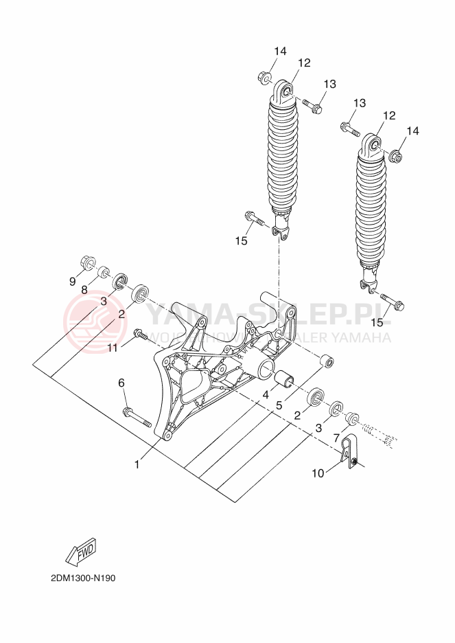Schemat "wahacz, zawieszenie tył" do Yamaha X-MAX125