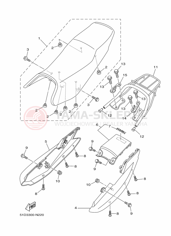 Schemat "siedzenie" do Yamaha YBR125ED