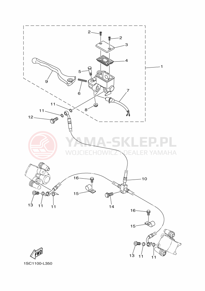 Schemat "Pompa hamulcowa przednia" do Yamaha YFM300