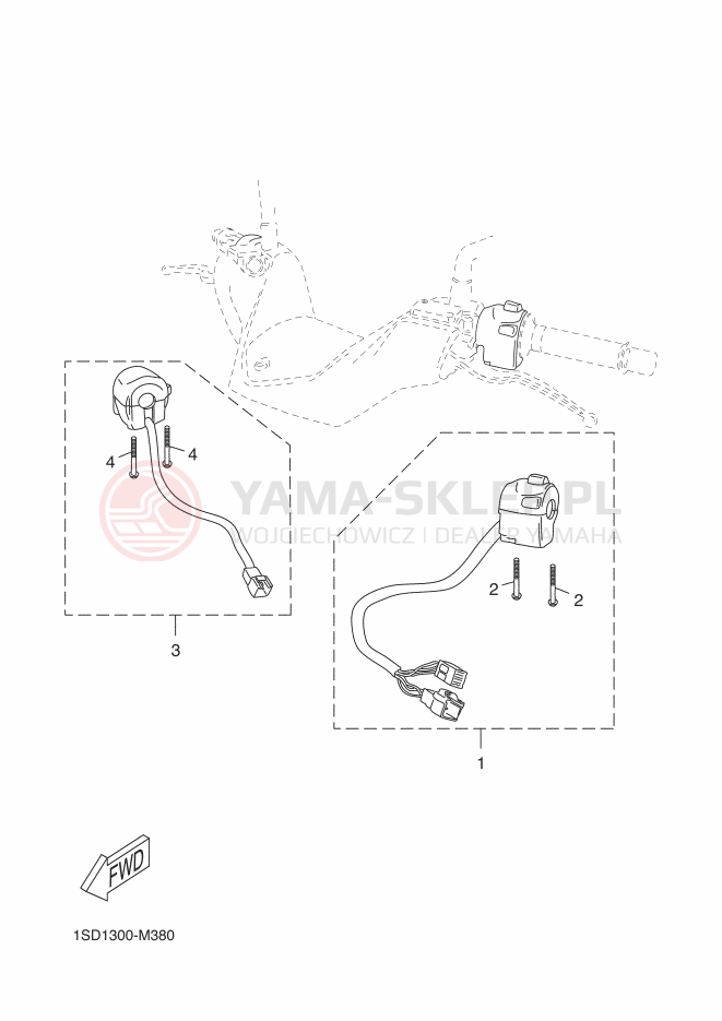 Schemat "Kierownica i osprzęt" do Yamaha X-MAX 250