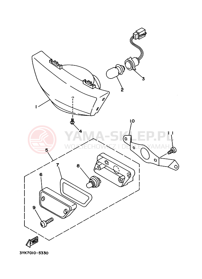 Schemat "Lampa przód" do Yamaha YG50Z JOG Z