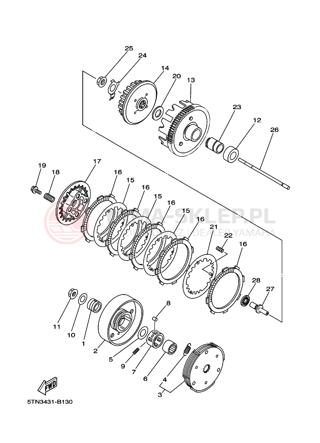 Schemat "sprzęgło" do Yamaha TT-R110E