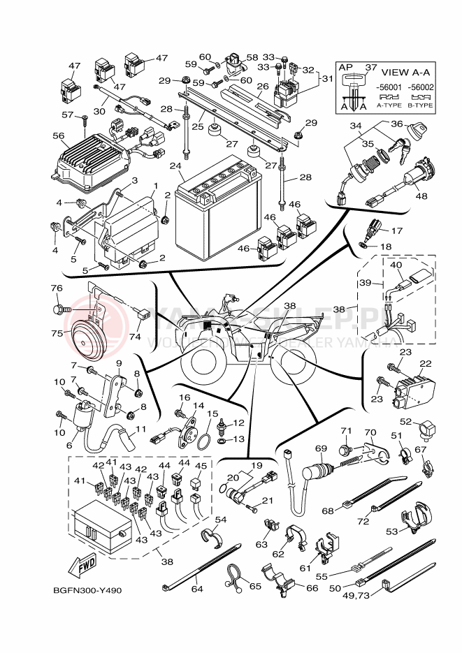 Schemat "układ elektryczny" do Yamaha KODIAK 700 EPS