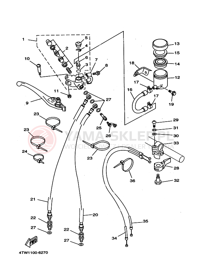 Schemat "Pompa hamulcowa przednia" do Yamaha TZ250