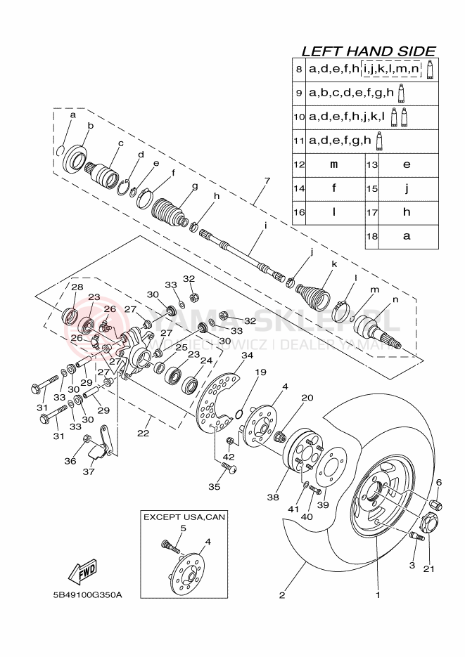 Schemat "Koło tył" do Yamaha RHINO 700 FI