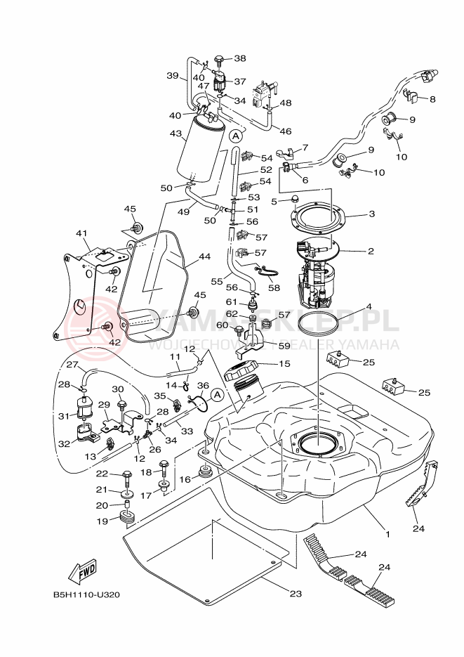 Schemat "zbiornik paliwa" do Yamaha YXZ1000R SS