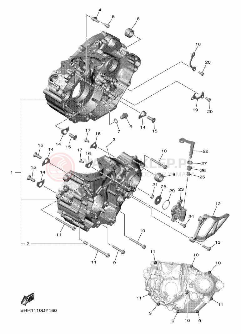 Schemat "Obudowa silnika" do Yamaha YZ450F