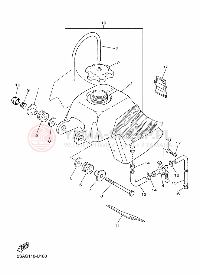 Schemat "zbiornik paliwa" do Yamaha PW50