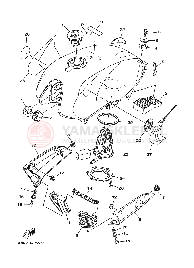 Schemat "zbiornik paliwa" do Yamaha YBR125ED