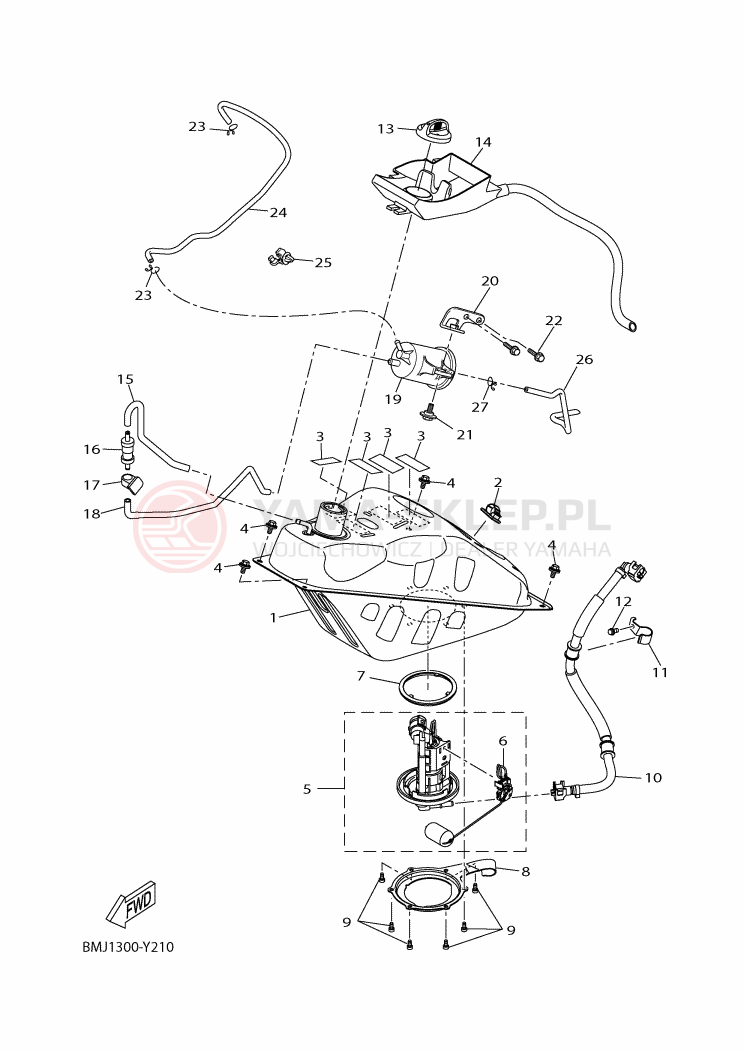 Schemat "zbiornik paliwa" do Yamaha XMAX 125 TECH MAX